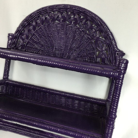 Vintage Wicker Shelf expertly painted in Purple Lacquer Paint