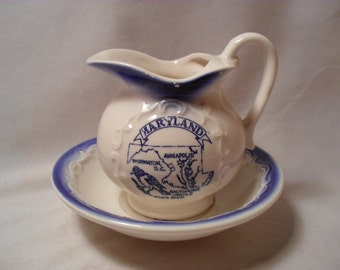Sweet Little Souvenir Pitcher Set from Maryland