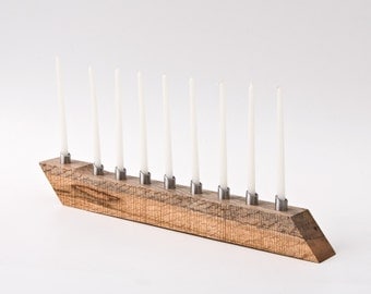 Modern Menorah Hanukkah Menorah Salvaged Wood Candle Holder Candelabra LIOR