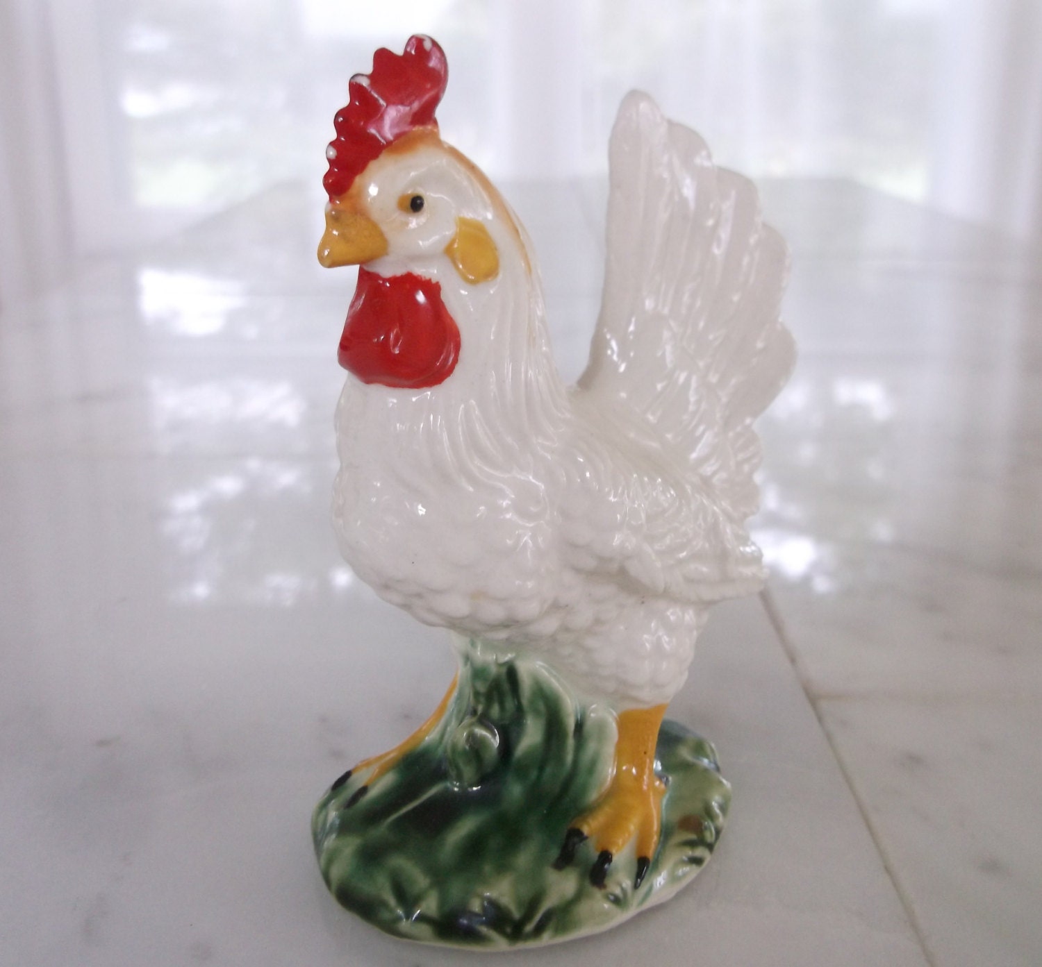 white rooster figurines