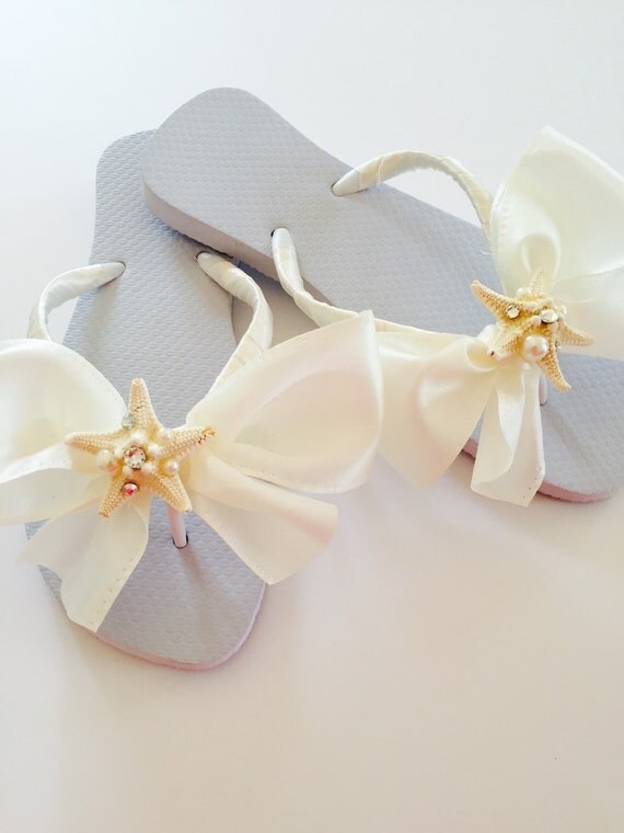 ivory flip flops for bride