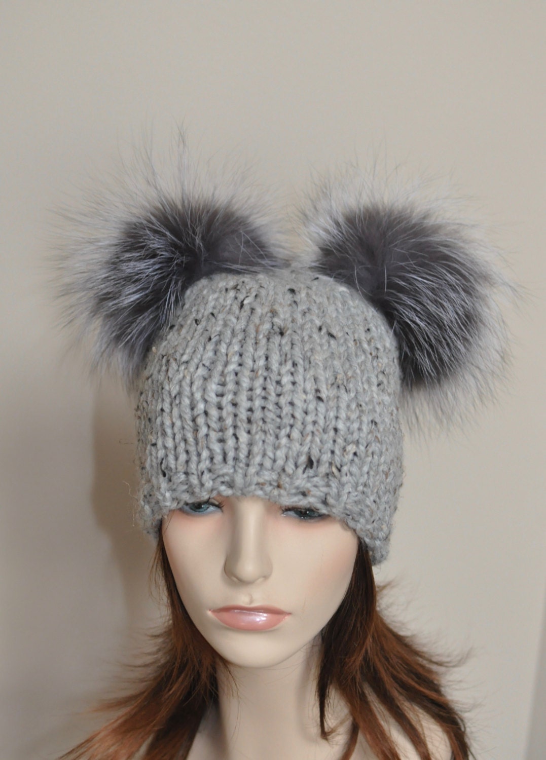 pom detachable hat fur pom Pom 2 Hat Beanie SALE Bobble 2 Hat Pompom Pom Fur Double Hat
