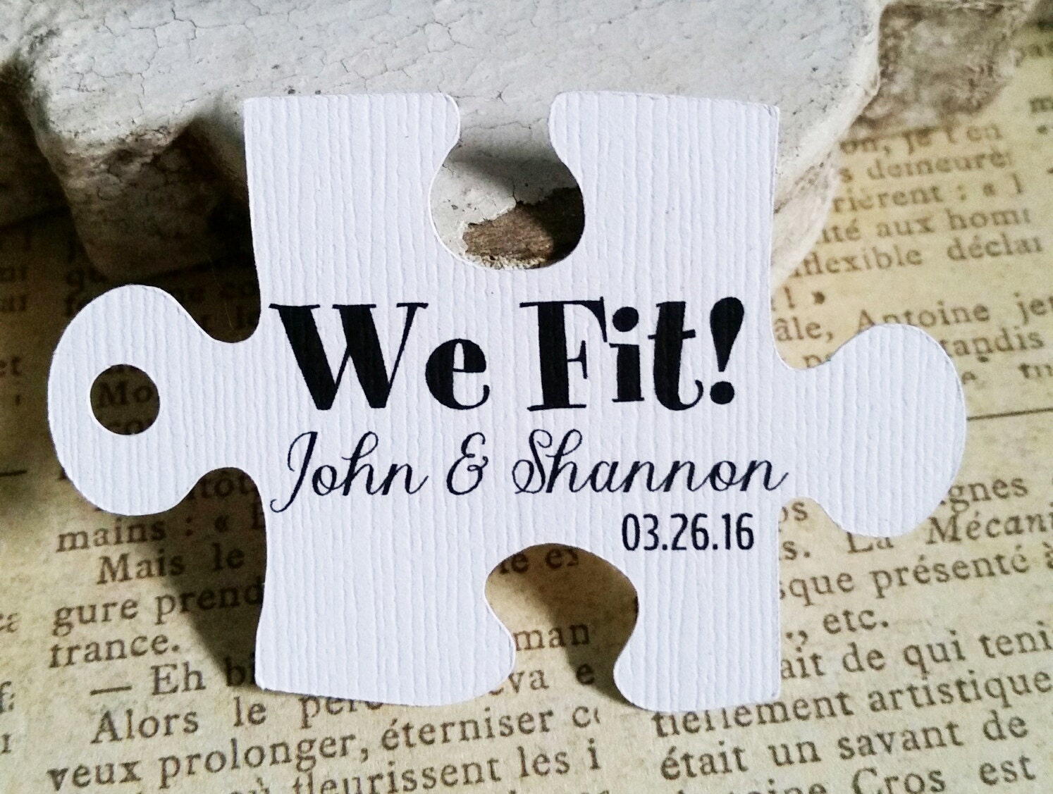 Wedding Favor Tag Cute Puzzle Piece Personalized Gift Tags
