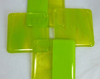 Zingy Lime Green Fused Glass Coasters - set of 4