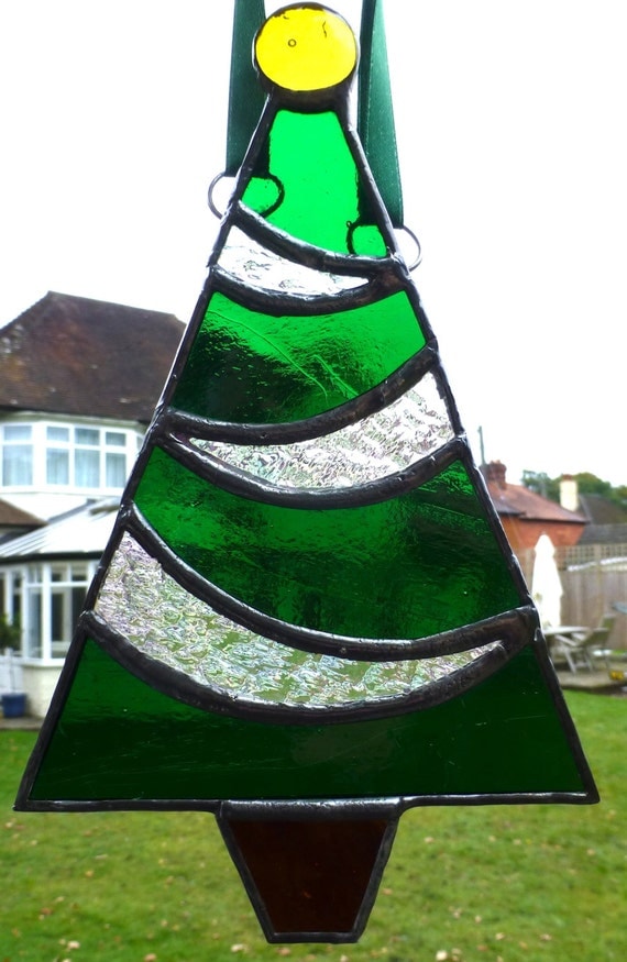 Stained Glass Christmas Tree festive ornament by SugarLipsGlass