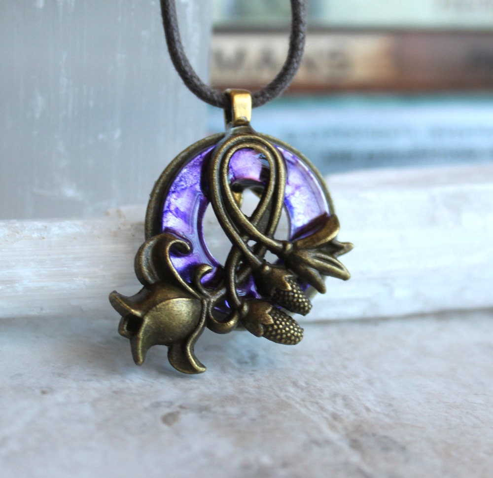 purple flower necklace flower jewelry statement by NatureWithYou