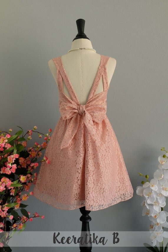 Pink dress pink lace dress pink nude party by LovelyMelodyClothing