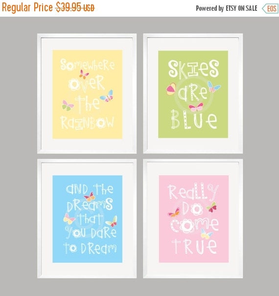 ON SALE Somewhere Over The Rainbow Baby Girl Nursery Decor, Daisy ...