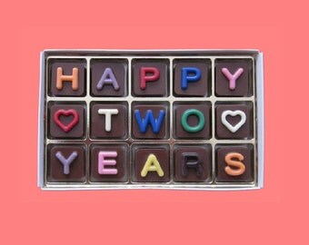 Happy Two 2 Years Anniversary Gift for Girlfriend Boyfriend Love Second 2nd Anniversary Gift for Her Him Woman Her Chocolate Jelly Bean Cube