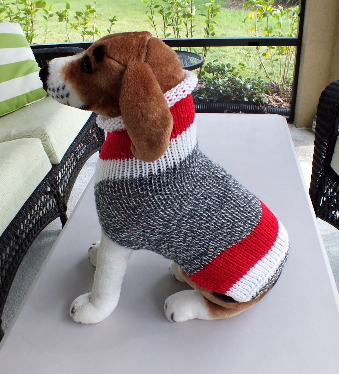 Dog Sweater Sock Monkey 15 inches long Merino Wool