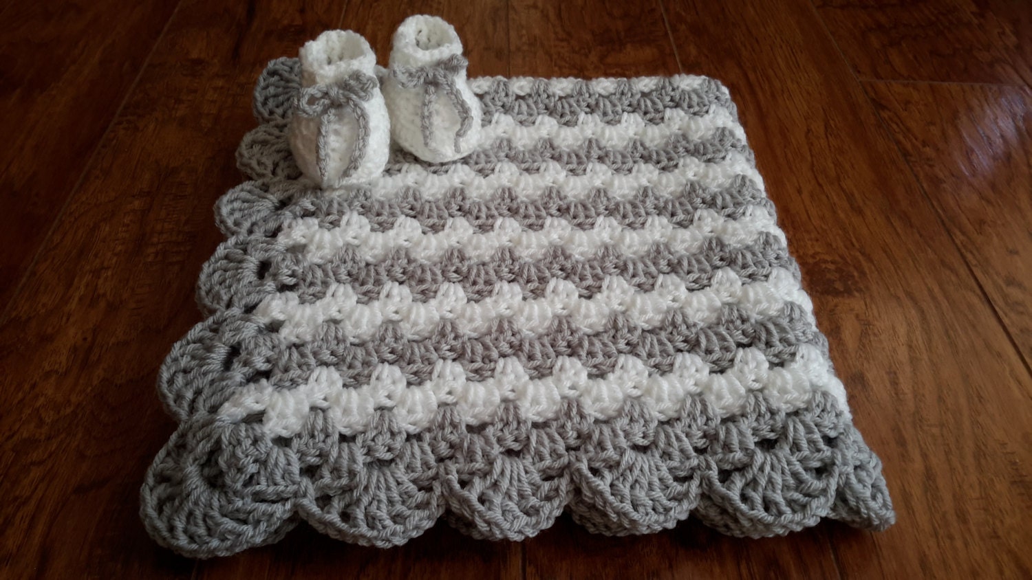 gender neutral baby blanket gray nursery grey crochet