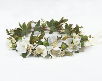 Rustic Woodland Meadow Bridal Headpiece - Flower Crown, Ivory Flower Crown, Bridal Flower Crown, Wedding Crown, Boho, Woodland, Renaissance