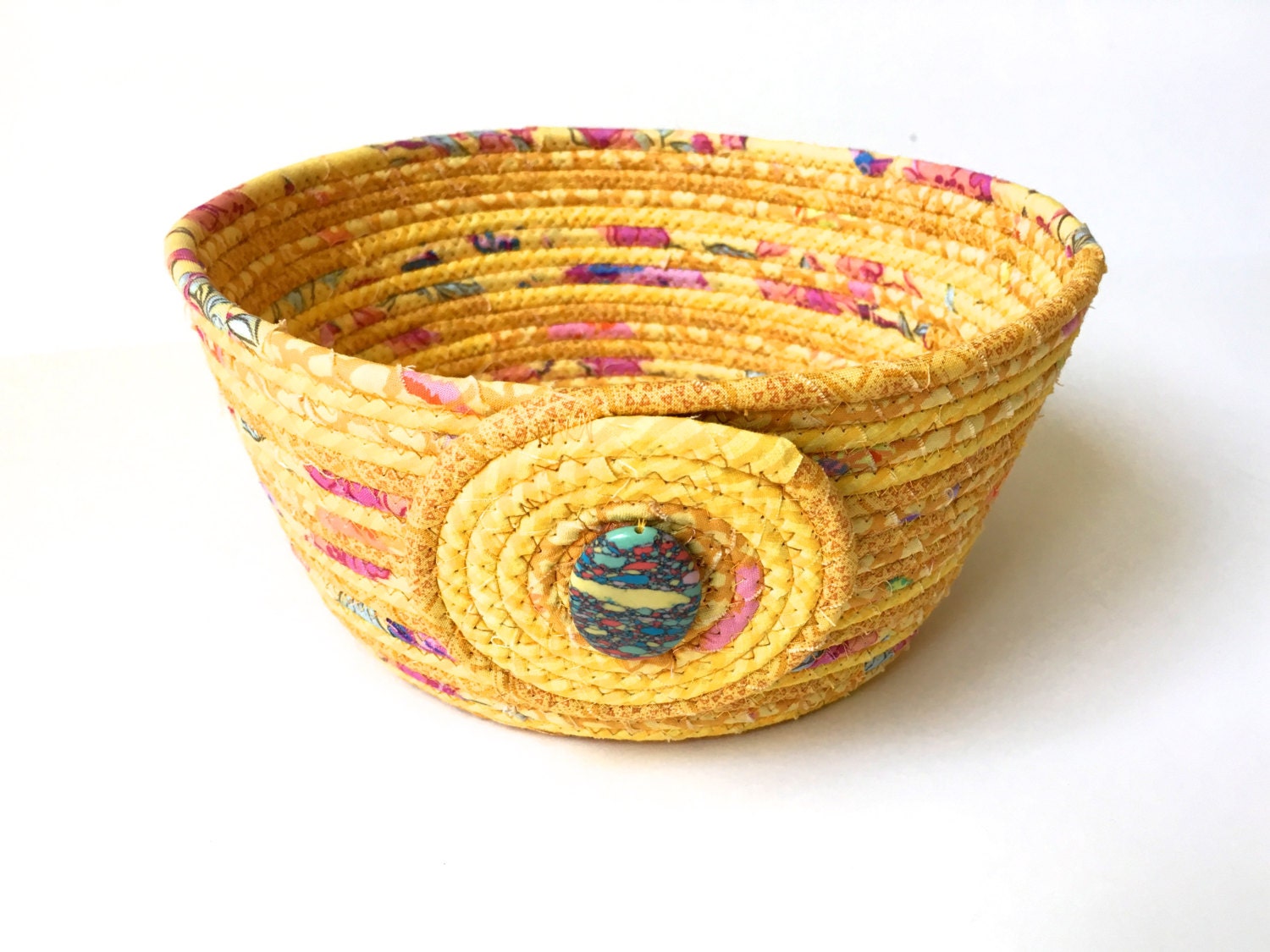 Coiled Rope Basket Clothesline Sunshine Yellow by SallyManke