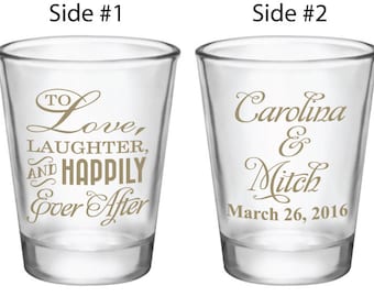 NEW 144 Personalized 1.75oz Wedding Favors Glass Shot Glasses Now your guests can Take a shot! with you! See our new wedding favor boxes available separately at this link! https://www.etsy.com/listing/176682750/150-clear-