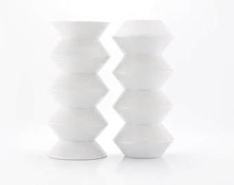 Ceramic Vases, Porcelain Vases, White Ceramic Zig Zag Vase Set