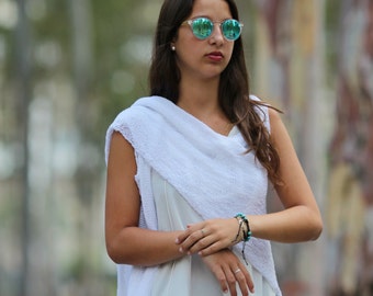 White Knitted shawl White wraps shawl knitted Scarf Women's Clothing Accessories