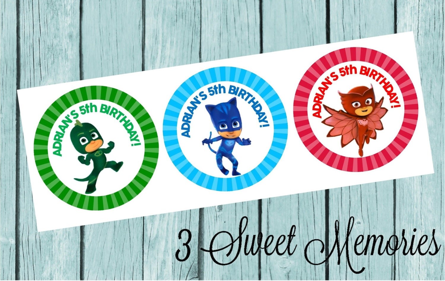 PJ Masks Favor Tags/Stickers Printed and Shipped by 3SweetMemories