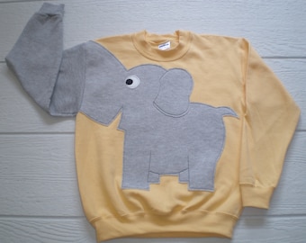 Light yellow Childrens Elephant Trunk sleeve sweatshirt, sweater, elephant jumper, KIDS, medium ONLY Special Deal