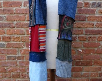 Upcycled Scarf,Bohemian Scarf,Patchwork Scarf,Winter Scarf,Shabby Chic Scarf,by Nine Muses Of Crete