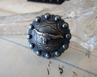 silver western cowboy longhorn concho