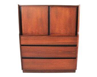 Vintage Mid Century Modern Tall Highboy Dresser by Milo Baughman