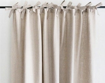 Natural linen curtains Custom color drapes Unlined, blackout curtain panel or privacy lining lined window treatments