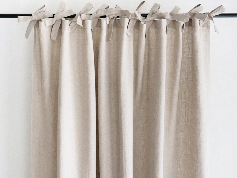 Natural linen curtains Custom color drapes Unlined blackout