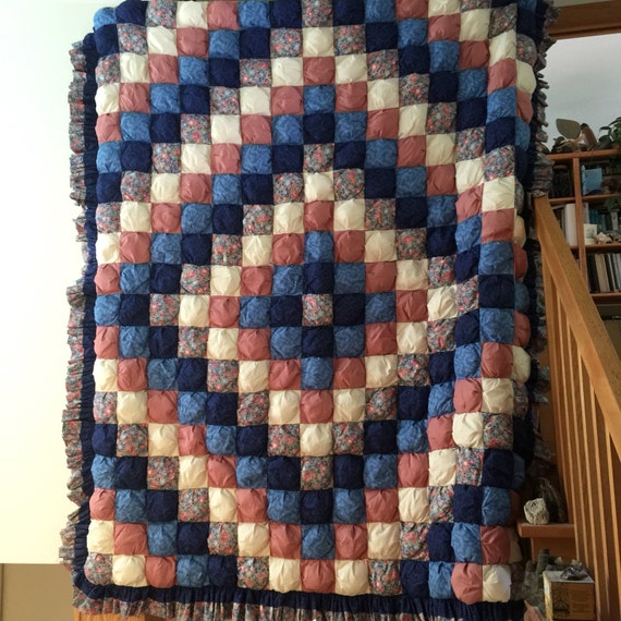 Blue Puff Quilt Bubble Quilt Comforter Bedding . Biscuit