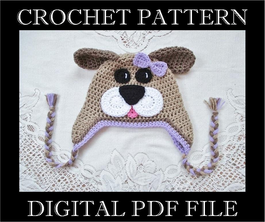 PDF PATTERN Full Face Puppy Dog Crochet Hat Pattern