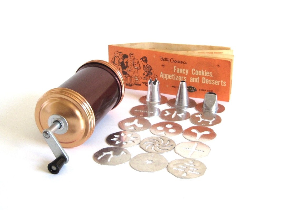 Complete Mirro Cookie Press Hand Crank Vintage Betty Crocker