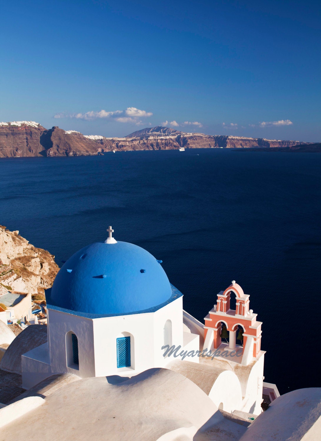 Santorini Travel art Greece seascape Greek Islands Photo