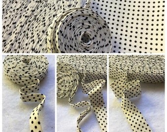 3 yards 1/2" Double Fold Cream with Polka Dot Bias Tape, 6 Yards 1" Single Fold Bias Binding Tape