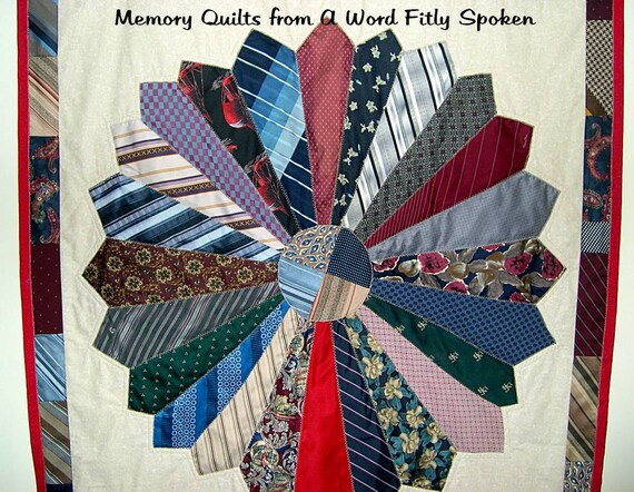 Large Neck Tie Memory Quilts Memory Throw by AWordFitlySpoken