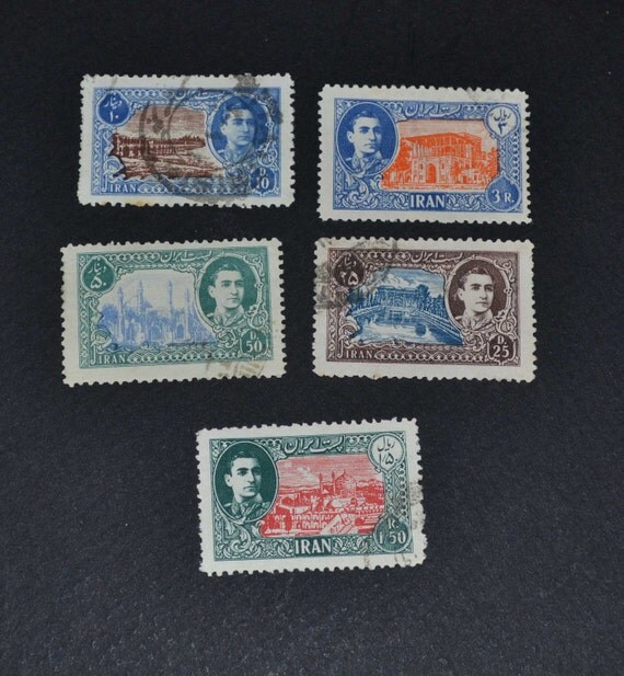 5 Iran stamps 1947 Shah of Iran