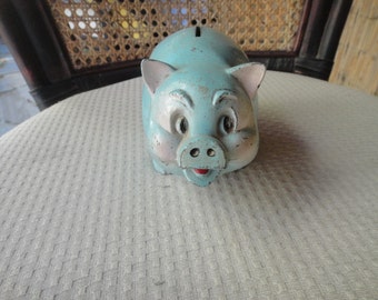 Piggy Coin Bank - Hubley Style Cast Metal Piggy Bank - Original paint - Excellent Patina