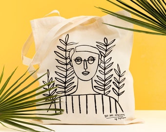 Girl Tote bag, organic canvas tote, depeapa, screen printed tote bag, illustration, gift, girls just wanna have fun REF.2