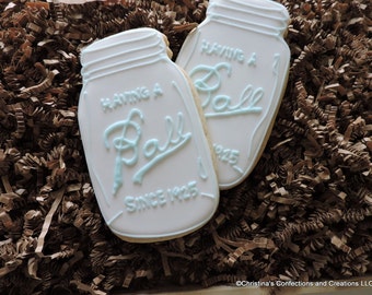 Mason Jar Decorated Sugar cookies for Birthdays, Weddings or Anniversaries (#2450)
