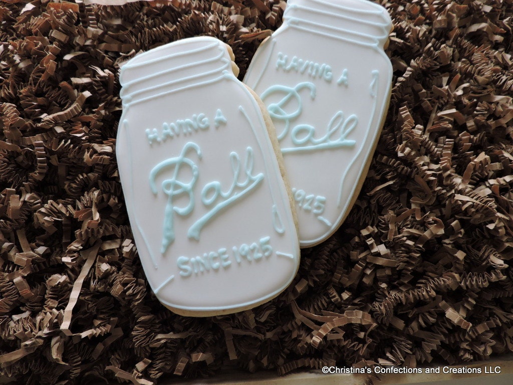 Mason Jar Decorated Sugar cookies for Birthdays Weddings or