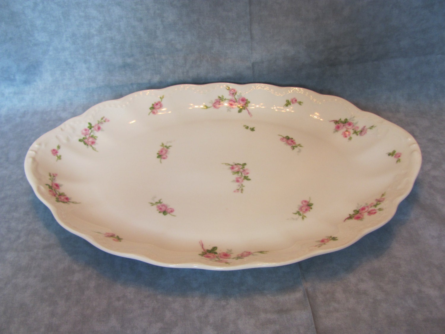 Limoges Serving Platter with Roses / 14 inch Limoges Platter