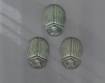 Big scarab glazed ceramic button in antique green color - 1 button - 4.5x3 cm thickness 3mm - made to order