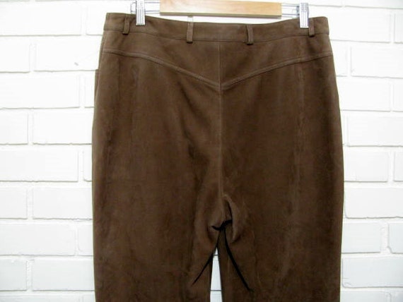 Escada Couture brown lambskin slacks size 44/14 with 2200.00