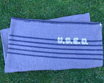WWll Military Stenciled Grey Wool Camp Blanket
