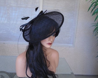 black Kentucky derby hat church hat wedding hat funeral hat