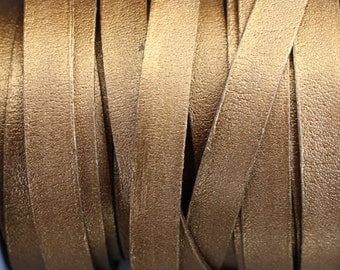 10mm Flat Leather Strap - Metallic Brown