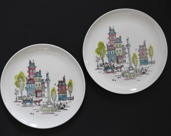 Metlox Poppytrail Street Scene Dinner Plates