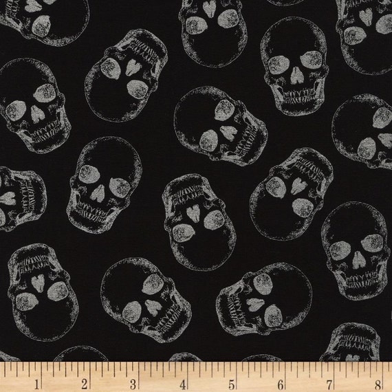 Skull Fabric Metallic Skull Fabric Black Skull Fabric