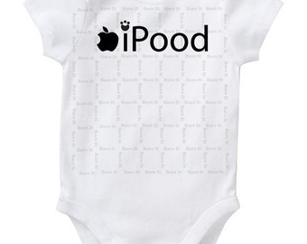 Ipood Inspired By Apple Cute Baby Humor Funny Onesie/Creeper/Bodysuit Inspired by Apple Size 3, 6, 12, 18, 24 Months Color White