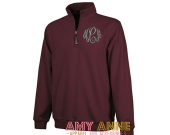 Charles River Quarter Zip Monogram Pullover Sweatshirt Spring Colors ~ Sorority ~ Great for Bridesmaid Gift Ideas
