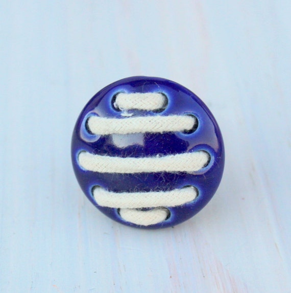 Nautical Blue Rope Knob Navy Ceramic by OurSweetHomeAlabama