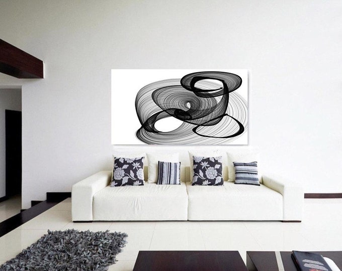 Abstract Black and White 17-31-59. Contemporary Unique Abstract Wall Decor, Large Contemporary Canvas Art Print up to 72" by Irena Orlov